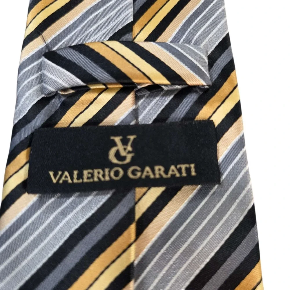 VALERIO GARATI Striped Necktie Polyester Hand Made‎ Business Casual Church Power